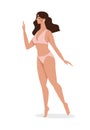 Beautiful model girl in panties and bra, female character in flat cartoon style for beauty salon, cosmetology, women s