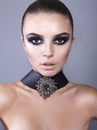 Beautiful model with smokey eyes make up