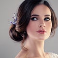 Beautiful Model Woman Fiancee with Bridal Hairstyle Royalty Free Stock Photo