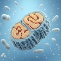 Beautiful models of mitochondria on a beautiful blue background. ai generative