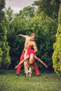 Beautiful modern ballet couple dancing in summer outdoors Royalty Free Stock Photo