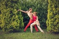 Beautiful modern ballet couple dancing in summer outdoors Royalty Free Stock Photo