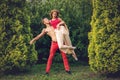 Beautiful modern ballet couple dancing in summer outdoors Royalty Free Stock Photo