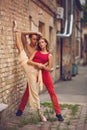 Beautiful modern ballet couple dancing in summer outdoors Royalty Free Stock Photo