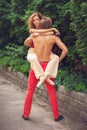 Beautiful modern ballet couple dancing in summer outdoors Royalty Free Stock Photo