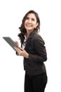 Beautiful modern business woman holding tablet computer Royalty Free Stock Photo