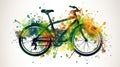 a beautiful modern cartoon inspired cycling design artwork, ai generated image