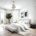 Beautiful clean master bedroom - ai generated image Royalty Free Stock Photo