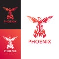 Beautiful Modern Fire Phoenix with Flame Logo Concept Design Template