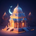 Beautiful Modern Hindu Temple night scene Imagery By ai generated