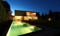 Beautiful modern house outdoors at night Royalty Free Stock Photo