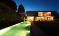 Beautiful modern house outdoors at night Royalty Free Stock Photo