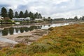 Beautiful modern houses along the Moyne River at Port Fairy in V