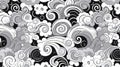 a beautiful modern inspired cute waves wallpaper in a black and white design, ai generated image