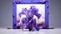 Beautiful Modern Iris In Blue Glass Frame: Dense Compositions, 3d, Rococo