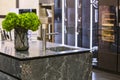 Beautiful modern kitchen design, kitchen faucet and kitchen decor, gray marble kitchen island