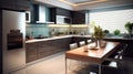 Beautiful Modern Kitchen In New Luxury Home, Modern kitchen interior Royalty Free Stock Photo