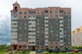 Beautiful modern multi-storey building in a new area of the city. View of the windows of an apartment panel house. An ordinary Royalty Free Stock Photo