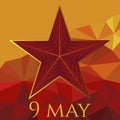 postcard with a star and a salute victory on May 9 low poly St. George ribbon