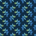 Beautiful modern seamless pattern in oriental style. Damask print with holographic effect, blue background