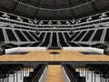 Beautiful modern sport arena for basketball with black seats