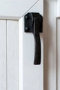 Beautiful modern white kitchen drawers made of solid wood close-up Royalty Free Stock Photo