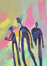 Beautiful modern zombie walking with pop color and grunge painting, concept art, street art and graffiti art. Celestial painting