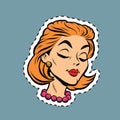 Beautiful modest retro girl head sticker label