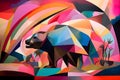 A beautiful mole, modern artwork, abstract colorful painting with geometric shapes. Hand drawn digital painting. Generative AI