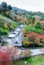 the beautiful Momiji autumn colorful maple  garden at Kiyomizu-Dera temple with Kyoto city background, Japan Royalty Free Stock Photo