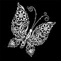 Beautiful monochrome black and white butterfly. tattoo design or mehandi.
