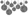 Beautiful monochrome Black and White Christmas background with Christmas balls Hanging . Royalty Free Stock Photo