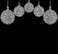beautiful monochrome Black and White Christmas background with Christmas balls Hanging Royalty Free Stock Photo