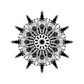 Vector vintage Beautiful mandala black and white flowers and leaves isolated. Royalty Free Stock Photo