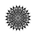 Vector vintage Beautiful mandala black and white flowers and leaves isolated. Royalty Free Stock Photo