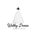 Beautiful Monochrome Bridal Boutique Logo, Wedding Dresses Logo, Sign, Icon, Mannequin, Fashion, Beautiful Bride, Vector Design