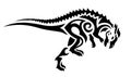 Tribal tattoo art with running stylized dinosaur