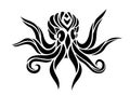 Tattoo art with stylized black octopus silhouette