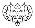 Vector line art with stylized demon head Royalty Free Stock Photo