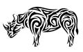 Vector tribal tattoo art with black stylized rhino Royalty Free Stock Photo
