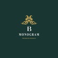 Beautiful monogram. Elegant emblem. Art logo design. Letter B. Graceful template. Business sign, identity for Restaurant, Royalty,