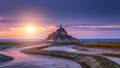 Beautiful Mont Saint Michel cathedral on the island, Normandy, Northern France, Europe Royalty Free Stock Photo