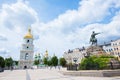 Monument to Hetman Bogdan Khmelnitsky and St. Sophia Cathedral on Sofievskaya square, Kiev, Ukraine