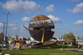 Beautiful monument in an urban city under a cloudy blue sky