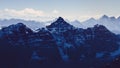 Beautiful moody mountains range view from Mt Temple, Banff, Rocky mountains, Canada Royalty Free Stock Photo