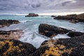 A beautiful moody seascape taken on a stormy cloudy evening Royalty Free Stock Photo