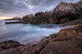 A beautiful moody seascape taken on a stormy cloudy evening after sunset Royalty Free Stock Photo