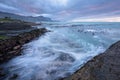 A beautiful moody seascape taken on a stormy cloudy morning at sunrise Royalty Free Stock Photo