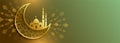 Beautiful moon and mosque golden islamic banner design