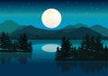 Beautiful moon , Vector illustrations landscape Royalty Free Stock Photo